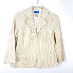 Dockers Seersucker Light-Weight Striped Blazer. Cream/Tan. Size M